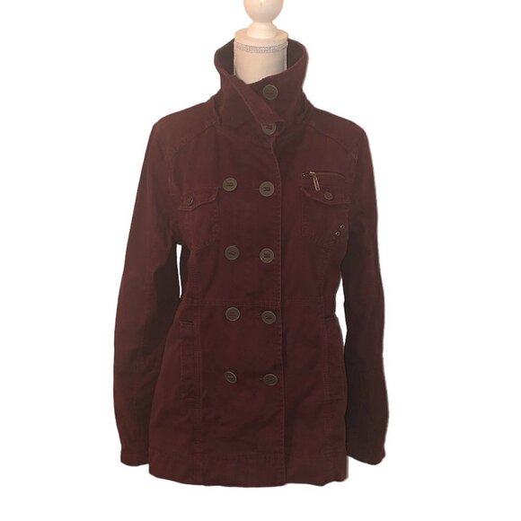 HURLEY Jacket Women's Size Large Wine Double Breasted Lightweight Utility - Picture 12 of 12